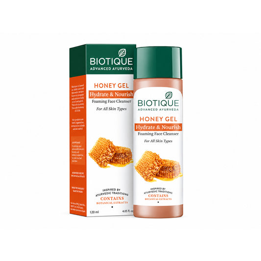 Biotique Honey Gel Foaming Face Cleanser – Hydrating Gentle Face Wash for Dry & Sensitive Skin – Non-Drying Daily Cleanser with Botanical Extracts, Soft Foam, Fresh & Comfortable Skin Feel, 4 fl. Oz