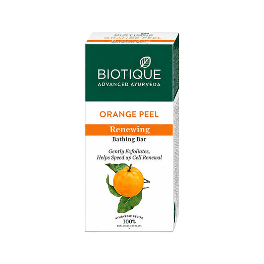Biotique Orange Peel Bathing Bar for Fresh, Smooth Skin – Gentle Exfoliating Soap with Orange Peel Extract – Cleansing & Non-Drying Daily Body Bar – Botanical Formula for All Skin Types, 5.29 oz