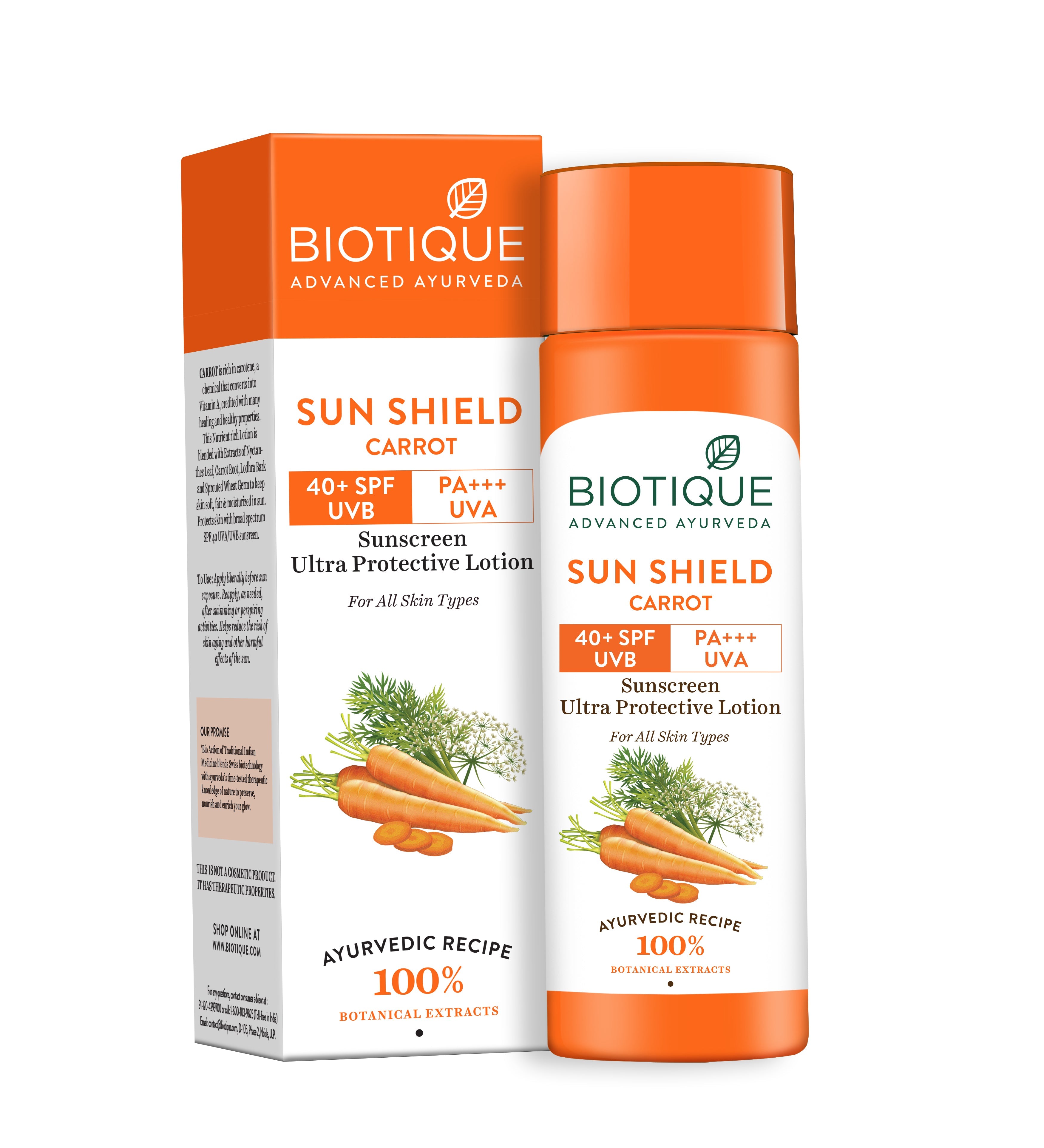 Sun shield carrot sunscreen 120ml spf 40+