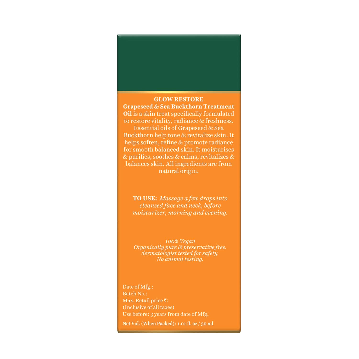 Glow restore grapeseed & sea buckthorn treatment oil 30ml