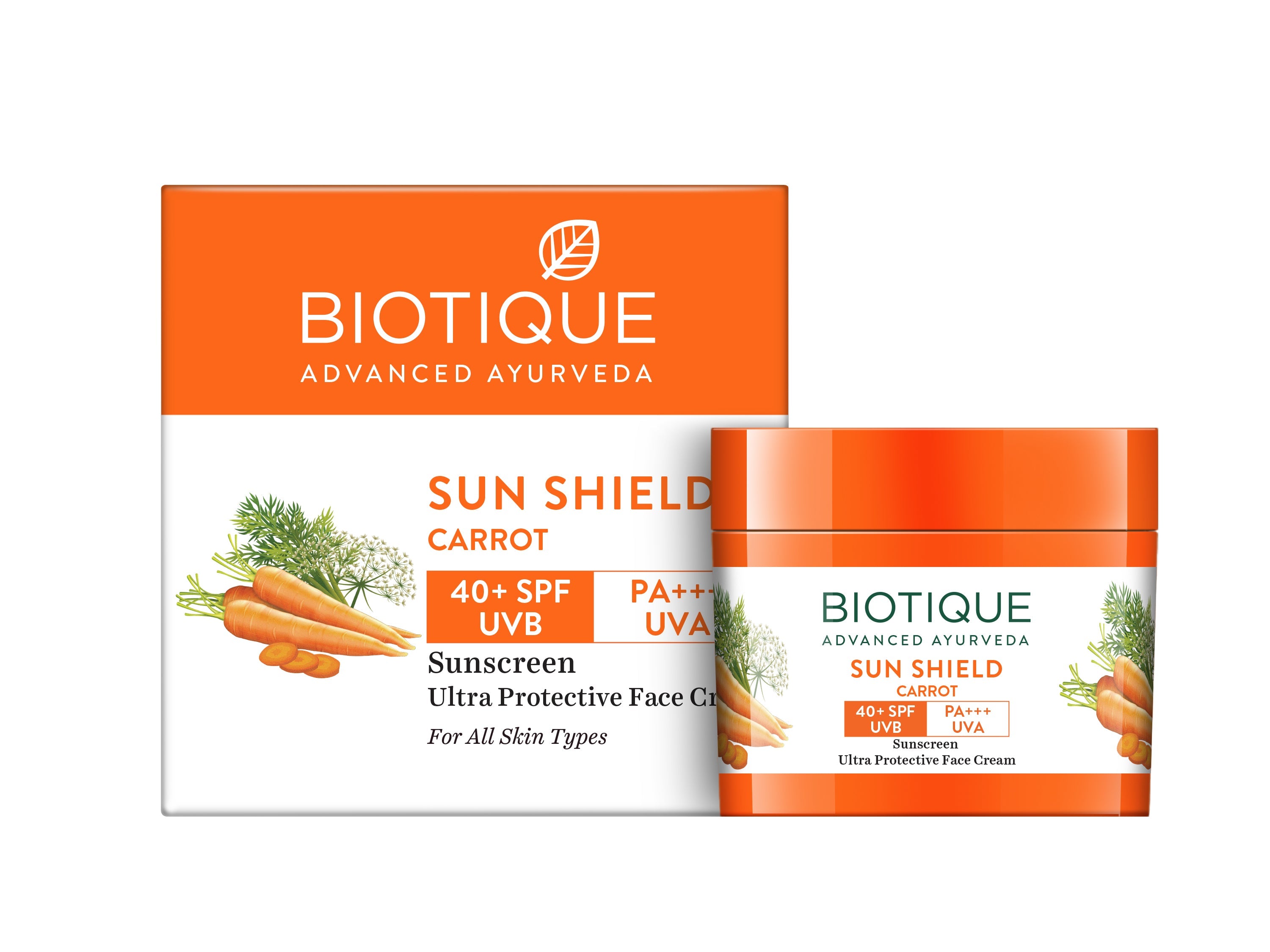 Sun shield carrot 40+spf sunscreen cream 50g