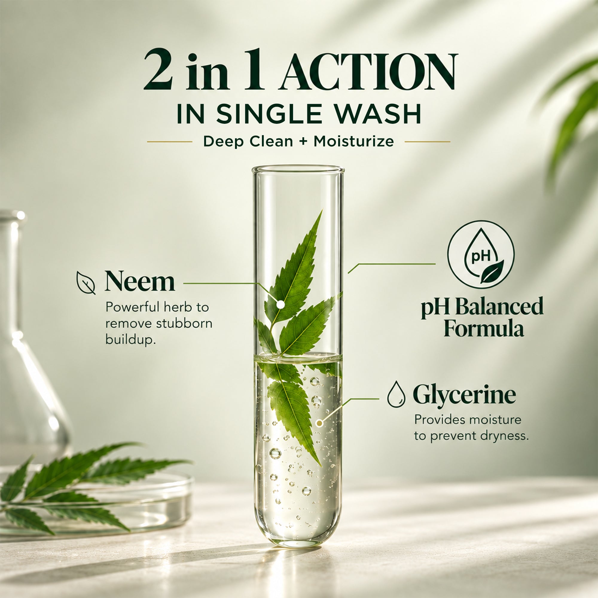 Biotique fresh neem 2-in-1 clarifying shampoo & conditioner for oily scalp, removes buildup & excess oil, lightweight clean feel, daily use, all hair types, 6 fl.oz
