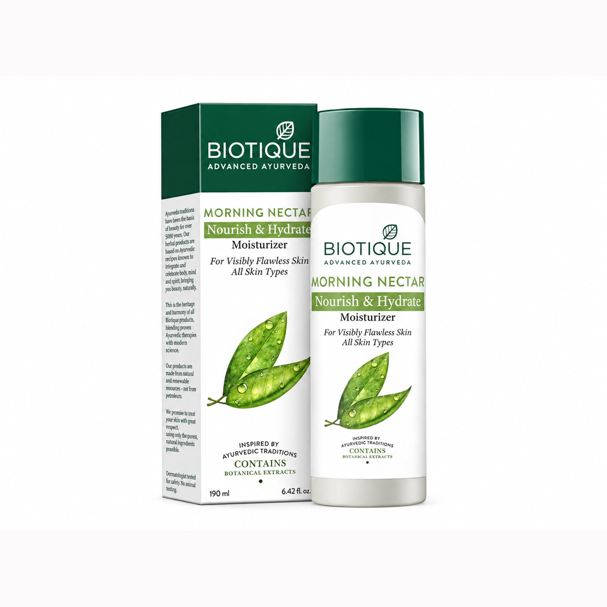 Biotique morning nectar hydrating face moisturizer for dry & normal skin, lightweight daily face cream for soft, smooth & glowing skin, non-greasy, honey & botanical extracts, 6.4 fl. oz