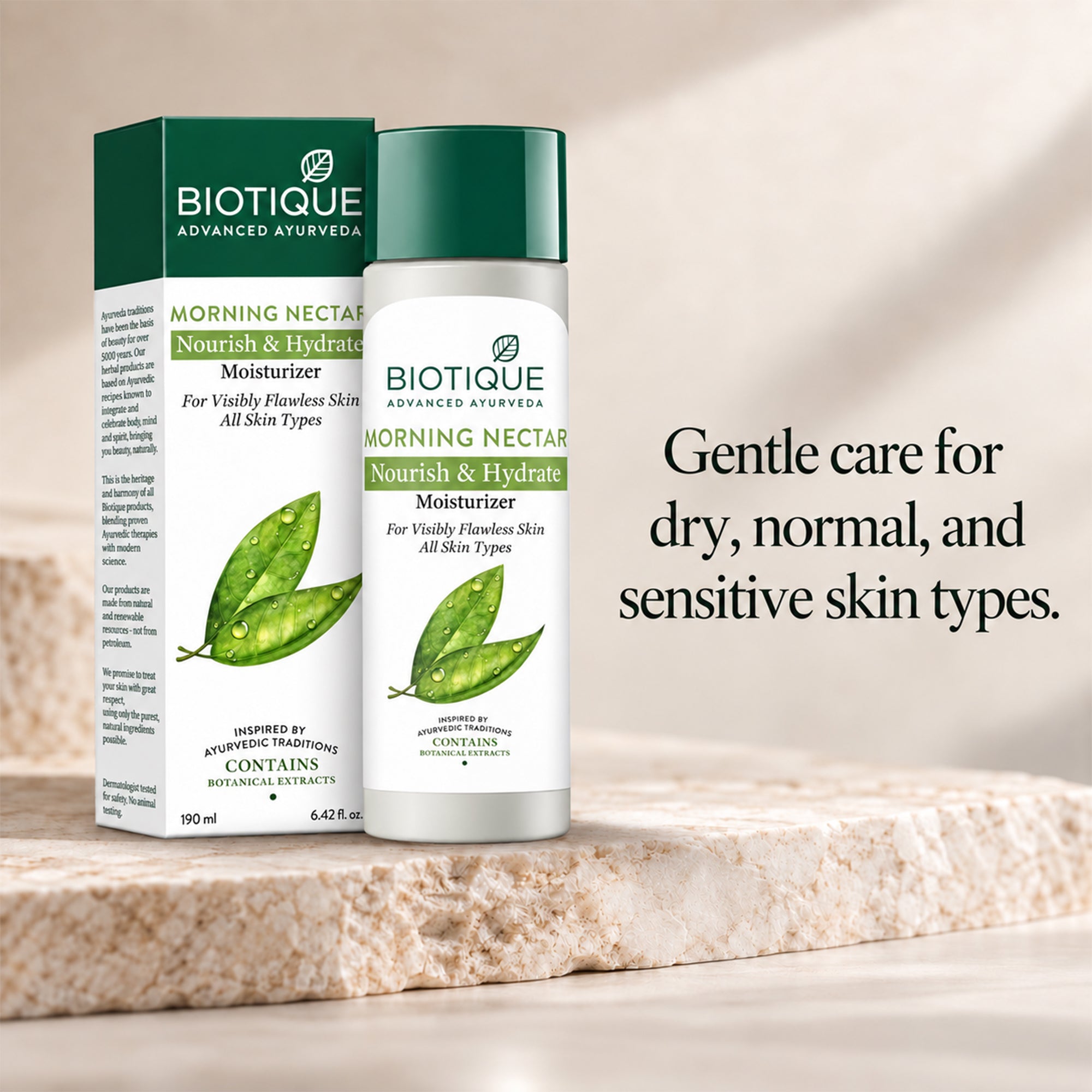 Biotique morning nectar hydrating face moisturizer for dry & normal skin, lightweight daily face cream for soft, smooth & glowing skin, non-greasy, honey & botanical extracts, 6.4 fl. oz