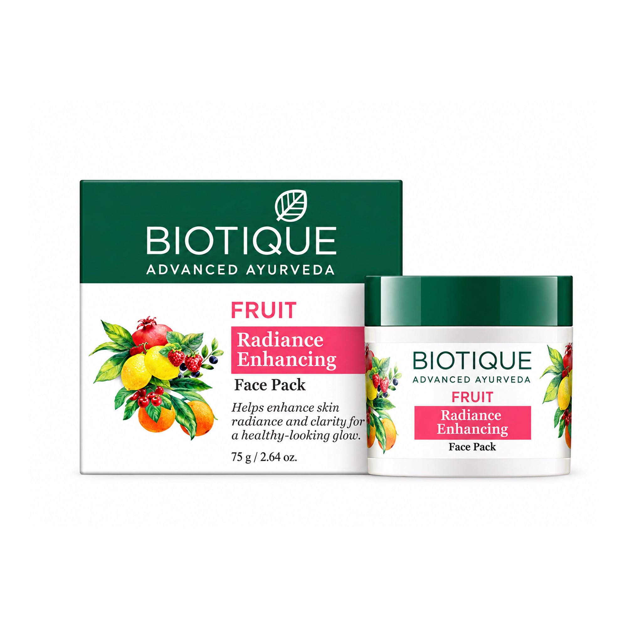 Biotique fruit radiance face mask – glow boosting face pack for dull skin, brightens & refreshes look, non-drying cream mask, smooth & soft skin feel, weekly skincare, all skin types, 2.64 oz