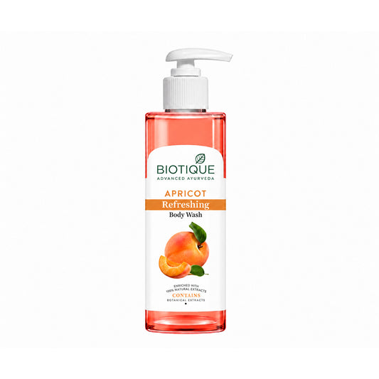 Biotique Apricot Refreshing Body Wash for Women & Men – Gentle Daily Cleanser, Non-Drying Formula, Leaves Skin Soft, Smooth & Fresh – Light Gel with Botanical Extracts, 6.76 fl.
