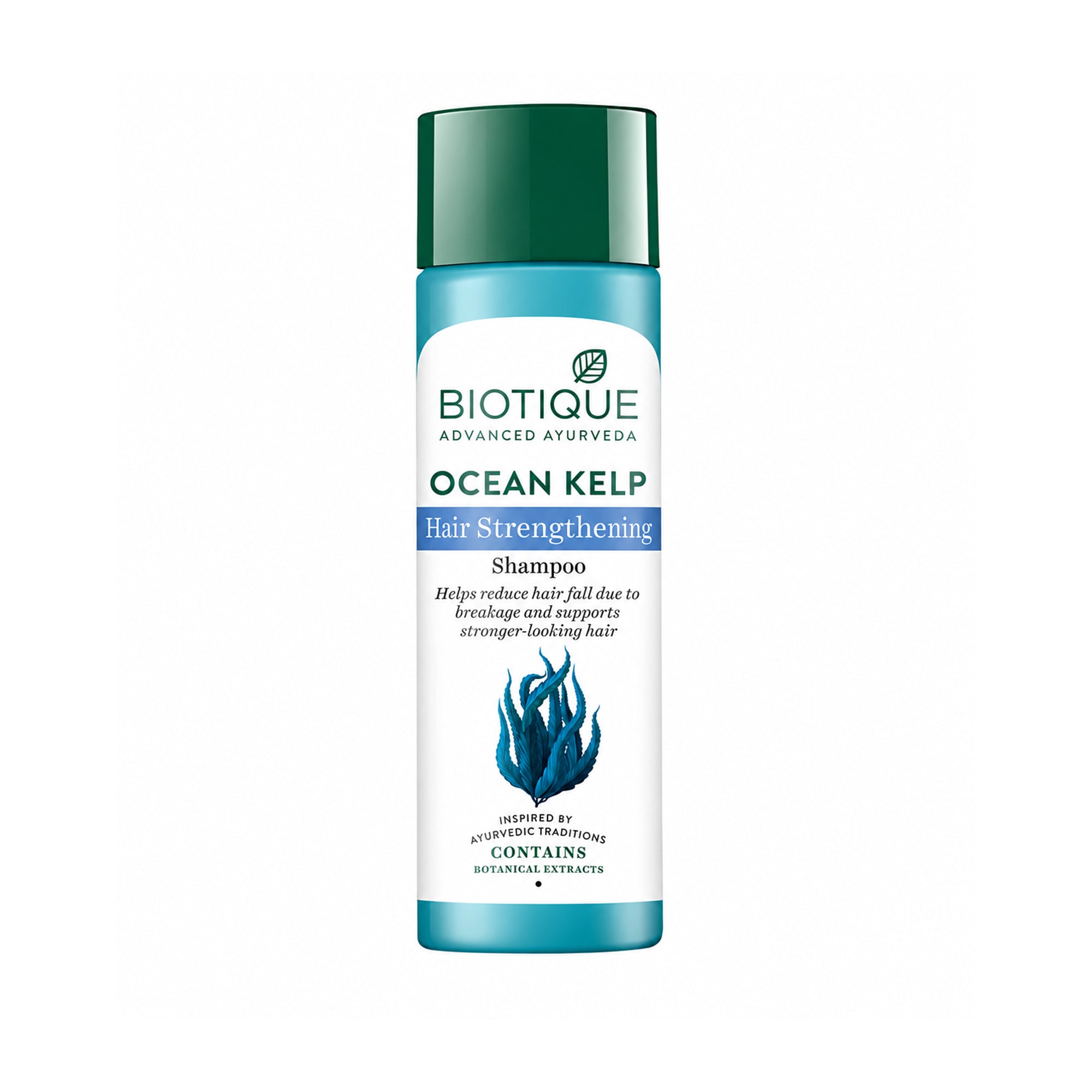 Biotique ocean kelp hair strengthening shampoo – helps reduce hair fall due to breakage, gentle daily cleanse for stronger, fuller-looking hair, botanical & ayurvedic formula, 6.42 fl. oz