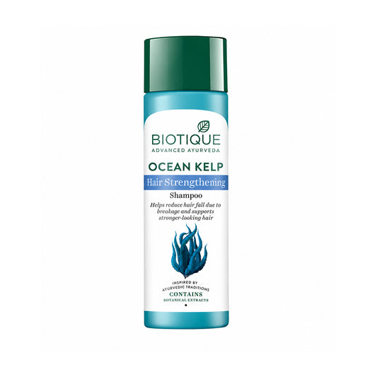 Biotique Ocean Kelp Hair Strengthening Shampoo – Helps Reduce Hair Fall Due to Breakage, Gentle Daily Cleanse for Stronger, Fuller-Looking Hair, Botanical & Ayurvedic Formula, 6.42 fl. Oz