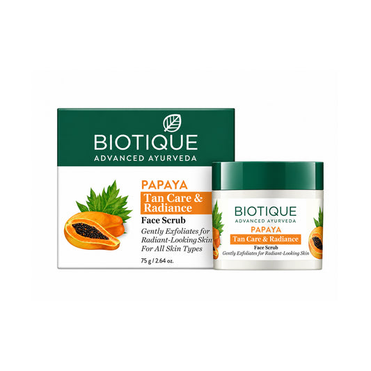 Biotique Papaya Face Scrub for Smooth, Radiant Skin – Gentle Exfoliating Scrub for Dull & Uneven Texture – Creamy Botanical Formula with Papaya Extract – All Skin Types, 2.64 Oz