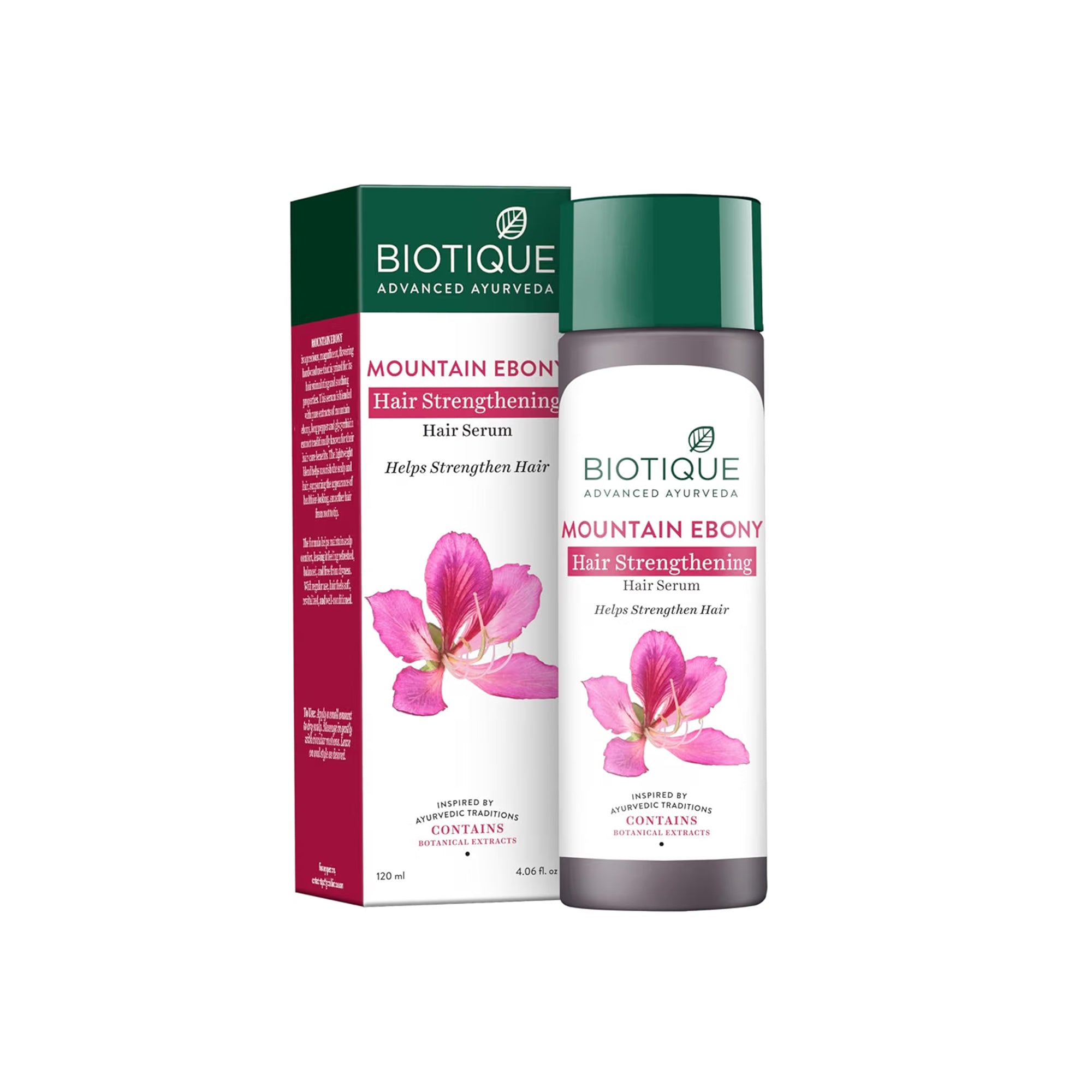 Biotique mountain ebony hair serum for frizzy & dry hair – lightweight, non-greasy leave-in treatment for smooth, shiny, manageable hair – botanical formula for daily use, 4 fl. oz.