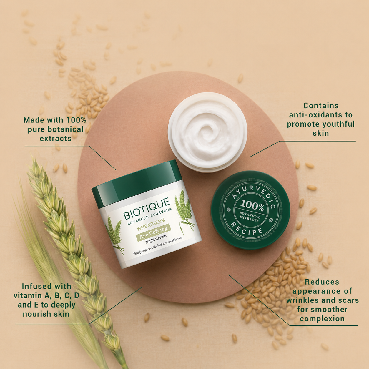 Wheatgerm night cream for smooth & hydrated skin