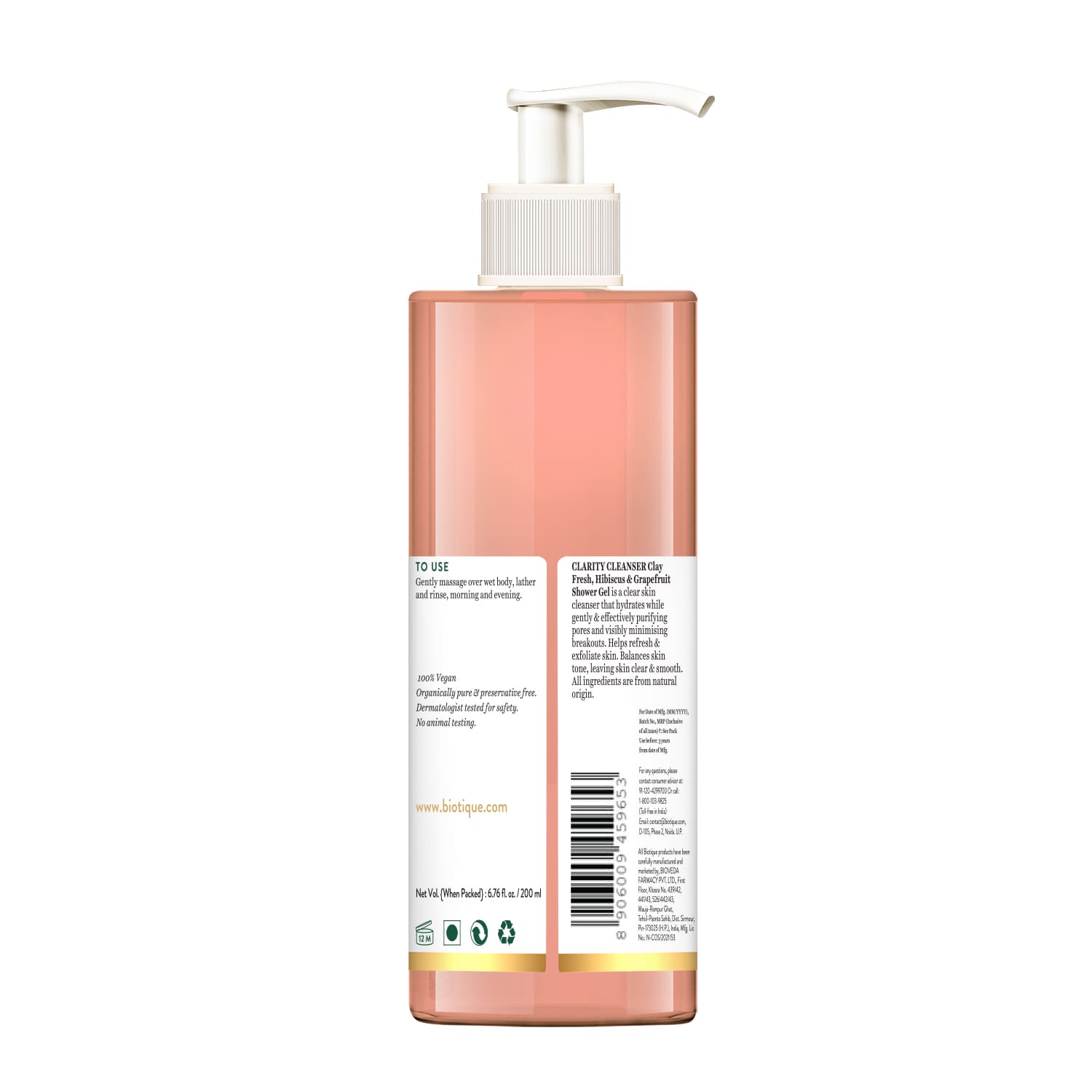 CLARITY CLEANSER Clay Fresh, Hibiscus & Grapefruit Shower Gel 200ml