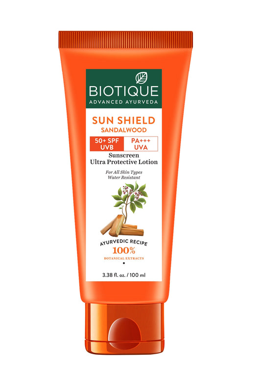 Sun Shield sandalwood  50+SPF Sunscreen Lotion.