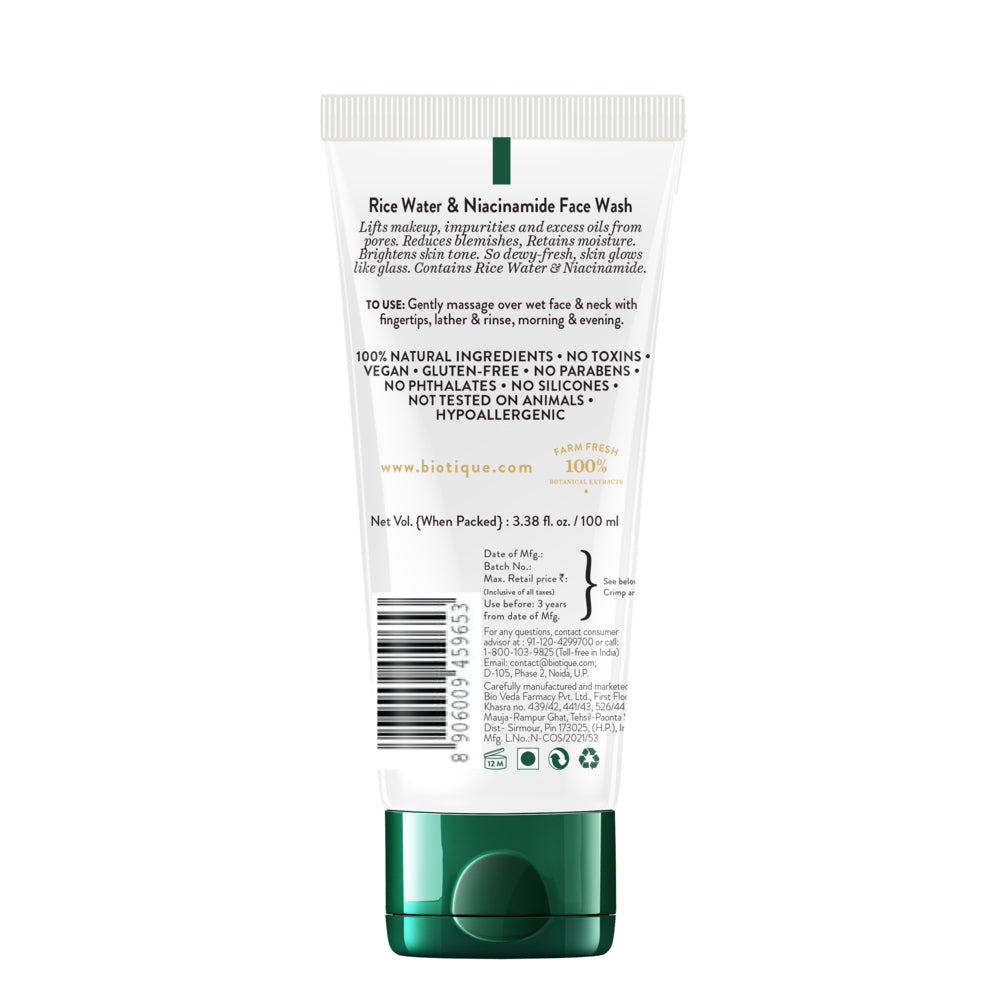 BIOTIQUE RICE WATER & NIACINAMIDE Gel Face Wash 100ml